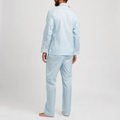 Tailored Fit Striped Batiste Pyjamas in Aqua and Orange