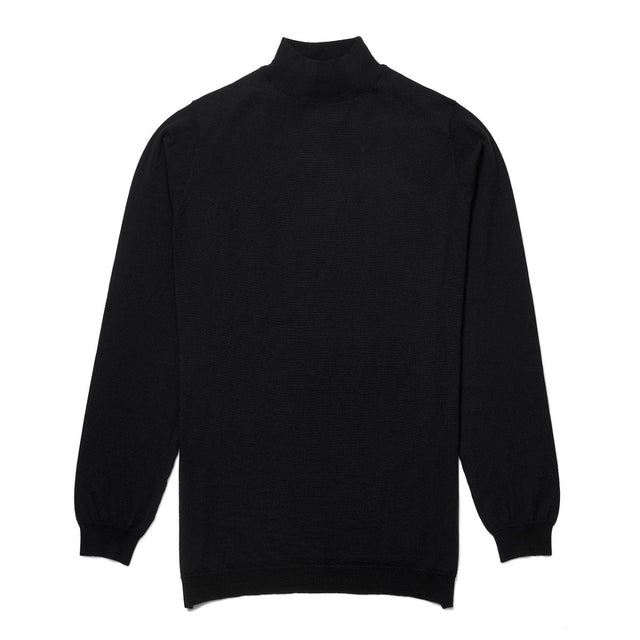 Merino Wool Turtle Neck Jumper in Black