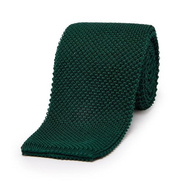 Fine Knitted Silk Tie in Green