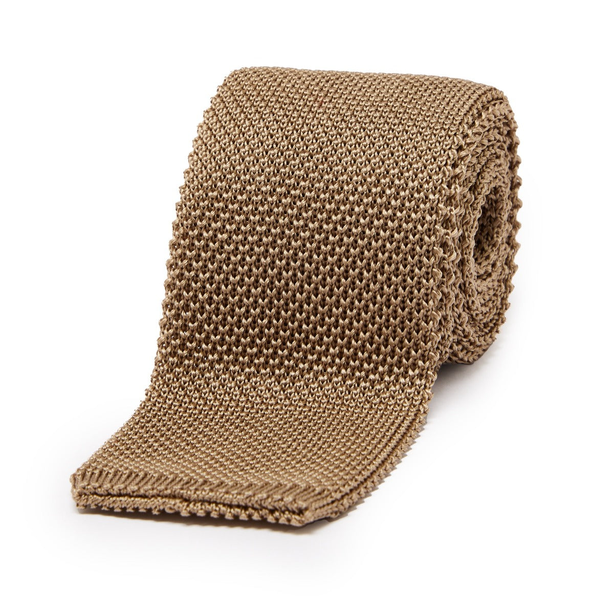 Fine Knitted Silk Tie In Natural