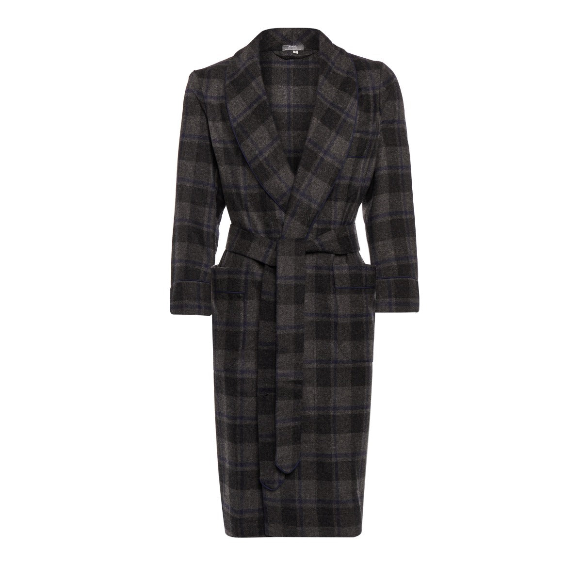 Check Fox Flannel Wool Gown In Grey