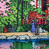 Ukiyo E Silk Pocket Square Denpoin 40x40cm