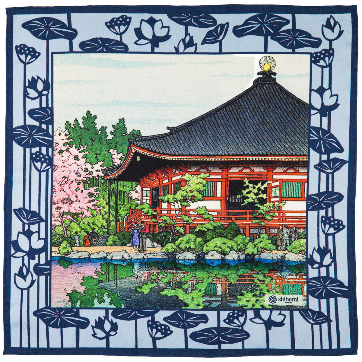 Ukiyo E Silk Pocket Square Denpoin 40x40cm