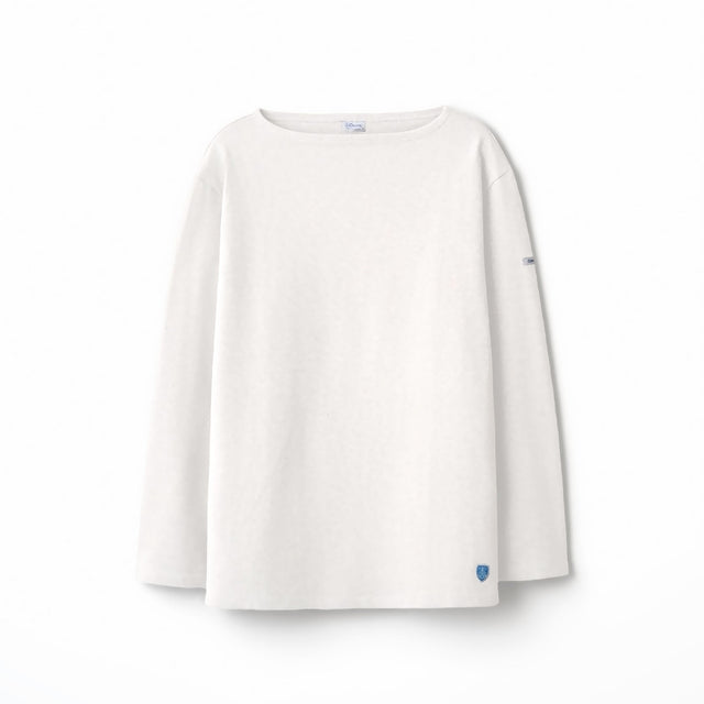 Cotton Lourd Boat Neck Basque Shirt Solid