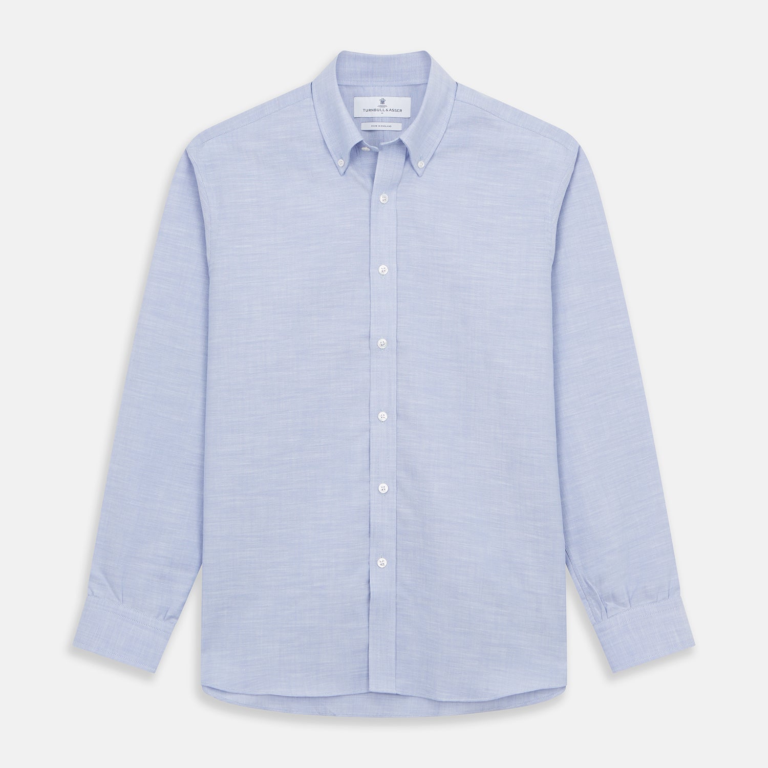 Pale Blue Weekend Fit Hayne Shirt With Dorset Collar And 1-Button Cuffs
