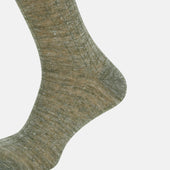 Green Linen Mid Length Socks