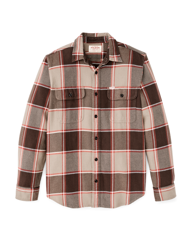 Vintage Flannel Work Shirt - Tan / Orange / Multi Plaid