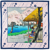 Ukiyo-e Silk Pocket Square - Sakura - 40x40cm