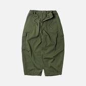 TWILL CARGO BALLOON PANTS - OLIVE
