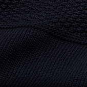 Wool Roll Neck Fisherman's Sweater - Navy