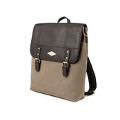 Mochila Backpack Leather With Sand Canvas