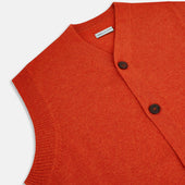 Red Cashmere Sleeveless Cardigan