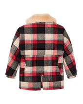 Lined Mackinaw Wool Packer Coat - Red / Cream / Blue Plaid