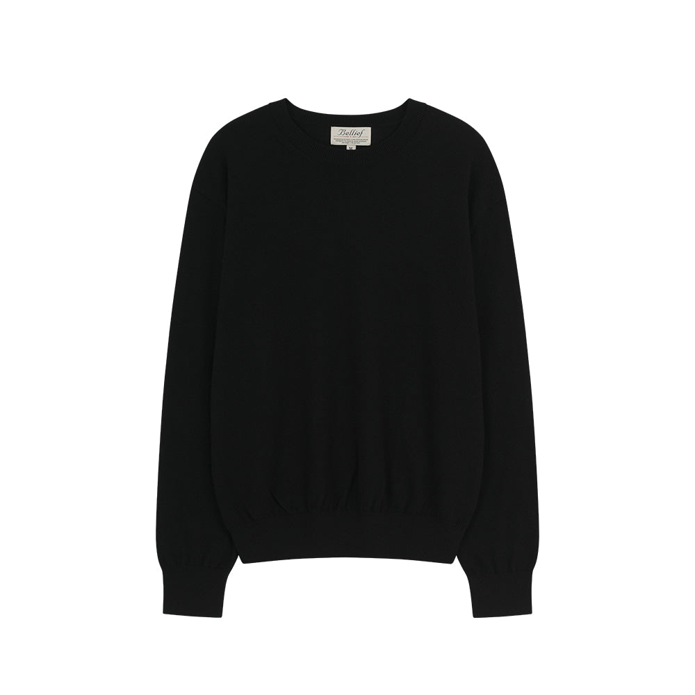 Essential Wool Comfort Crewneck Knit (BLACK)