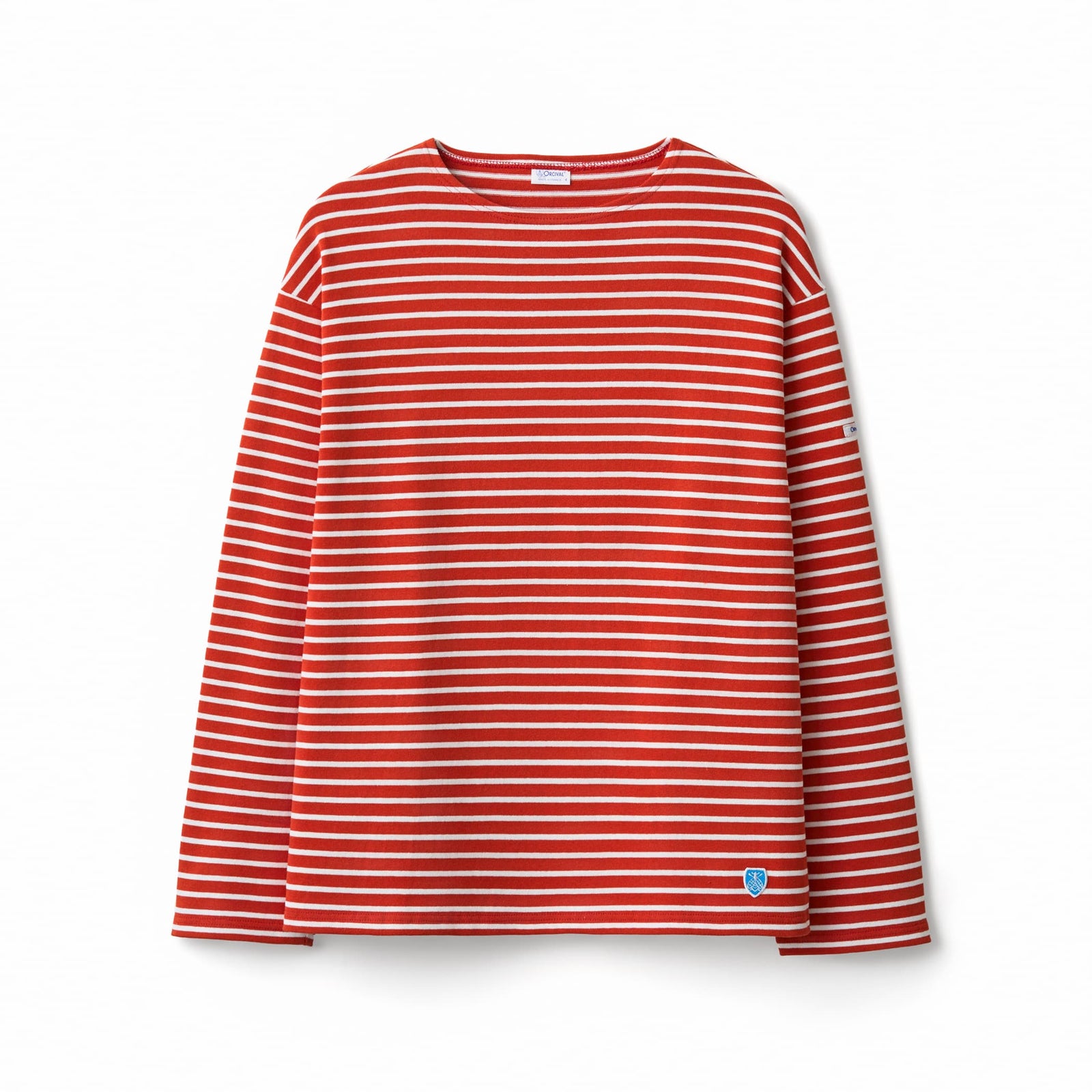 Men's Cotton Lourd Crew Neck Basque Shirt Narrow Border