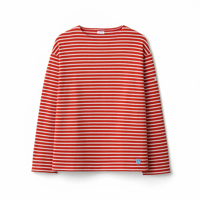 Men's Cotton Lourd Crew Neck Basque Shirt Narrow Border