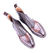 High Cut Boot Long Wing Tip With Middle Tulip Cut