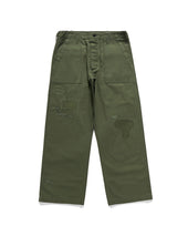 DAMAGED FATIGUE PANTS / OLIVE BACKSATIN