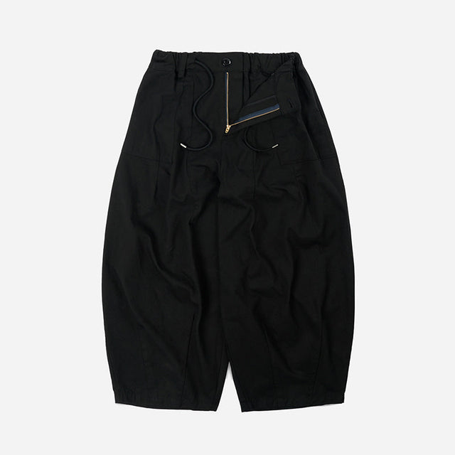 TWILL BALLOON PANTS - BLACK