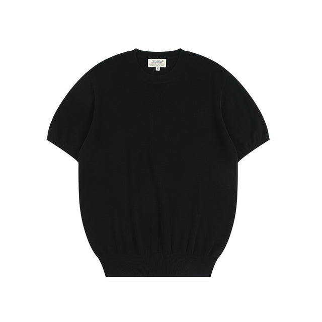 Essential Comfort Short Sleeve Round Knit (Black)