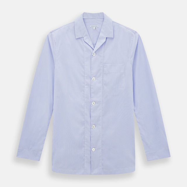 Pale Blue Hairline Stripe Pyjama Shirt