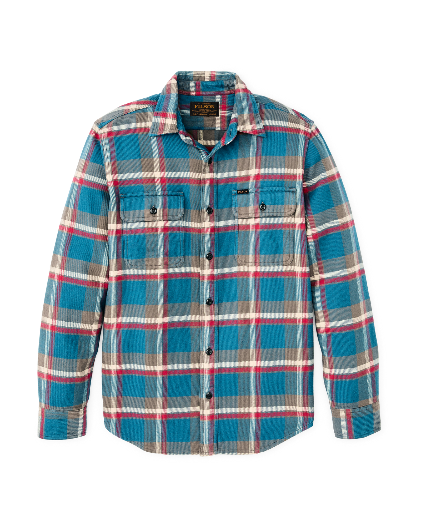 Vintage Flannel Work Shirt - Blue / Gray / Multi Plaid
