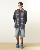 Pattern Scarf Beige Blue Check