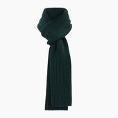 Green Rib Knit Cashmere Scarf