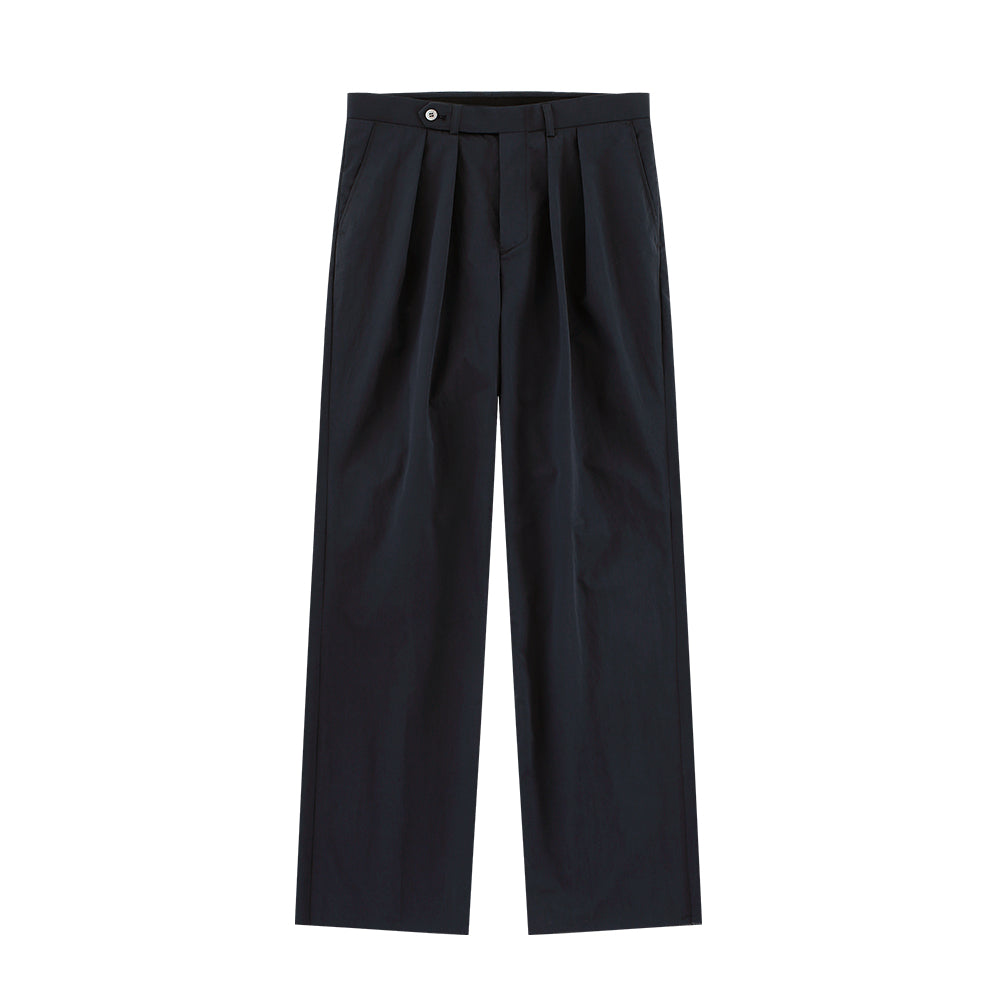 Easy Line Cotton Two Pleated Wide Chino Pants