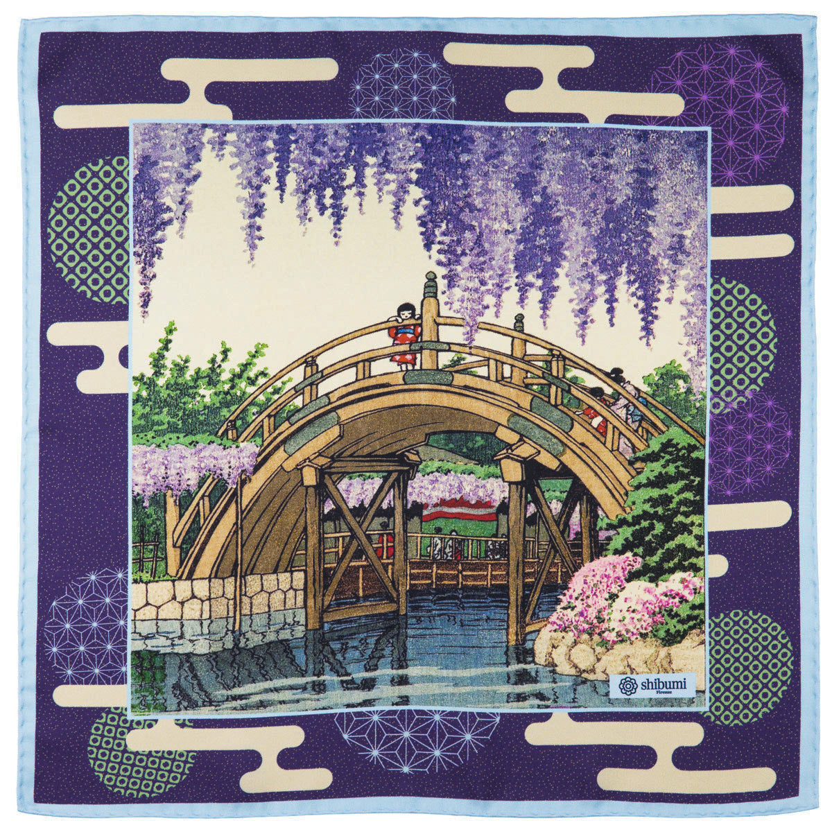 Ukiyo E Silk Pocket Square Fuji 40x40cm