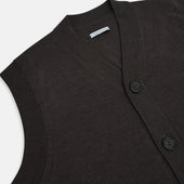 Dark Brown Merino V Neck Sleeveless Cardigan