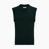 Green Fine Merino V Neck Vest