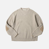 PATCH ROUND PULLOVER KNIT - OATMEAL