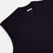 Dark Purple Fine Merino V Neck Vest