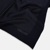 And Charcoal Stripe Silk Pocket Square