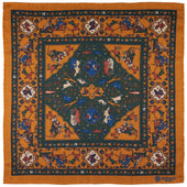Animal Motif Wool / Silk Pocket Square - Honey - 40x40cm
