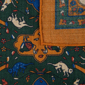 Animal Motif Wool Silk Pocket Square Honey 40x40cm