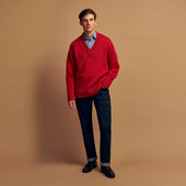 Raspberry Red Cashmere Edwards V Neck Sweater