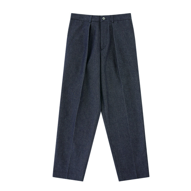 [Easy line] Denim 1Pleats banding chino (Indigo)
