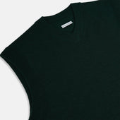 Green Fine Merino V Neck Vest