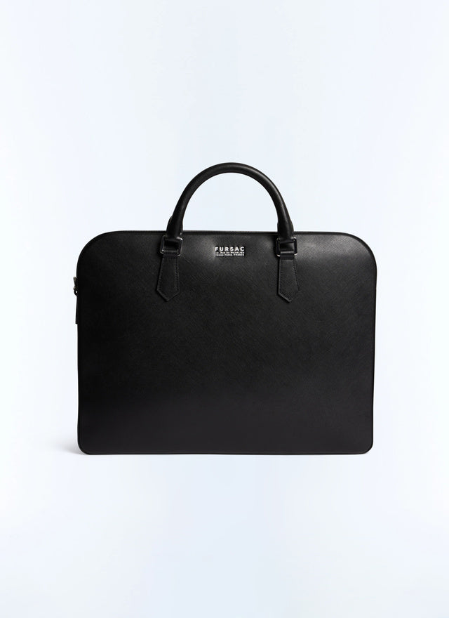 Plain Saffiano leather briefcase