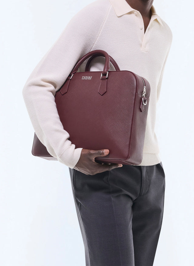 Burgundy bag B3FIEF-FB03-C014 - Men's saffiano leather bag