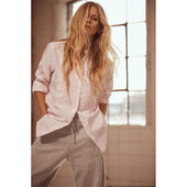 Frank Striped Cotton Pleated Shirt in Pink