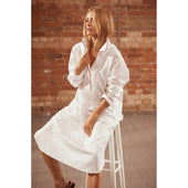 Kitty Plain Cotton Nightshirt in White