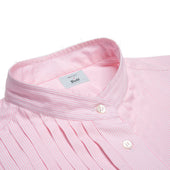 Frank Striped Cotton Pleated Shirt in Pink