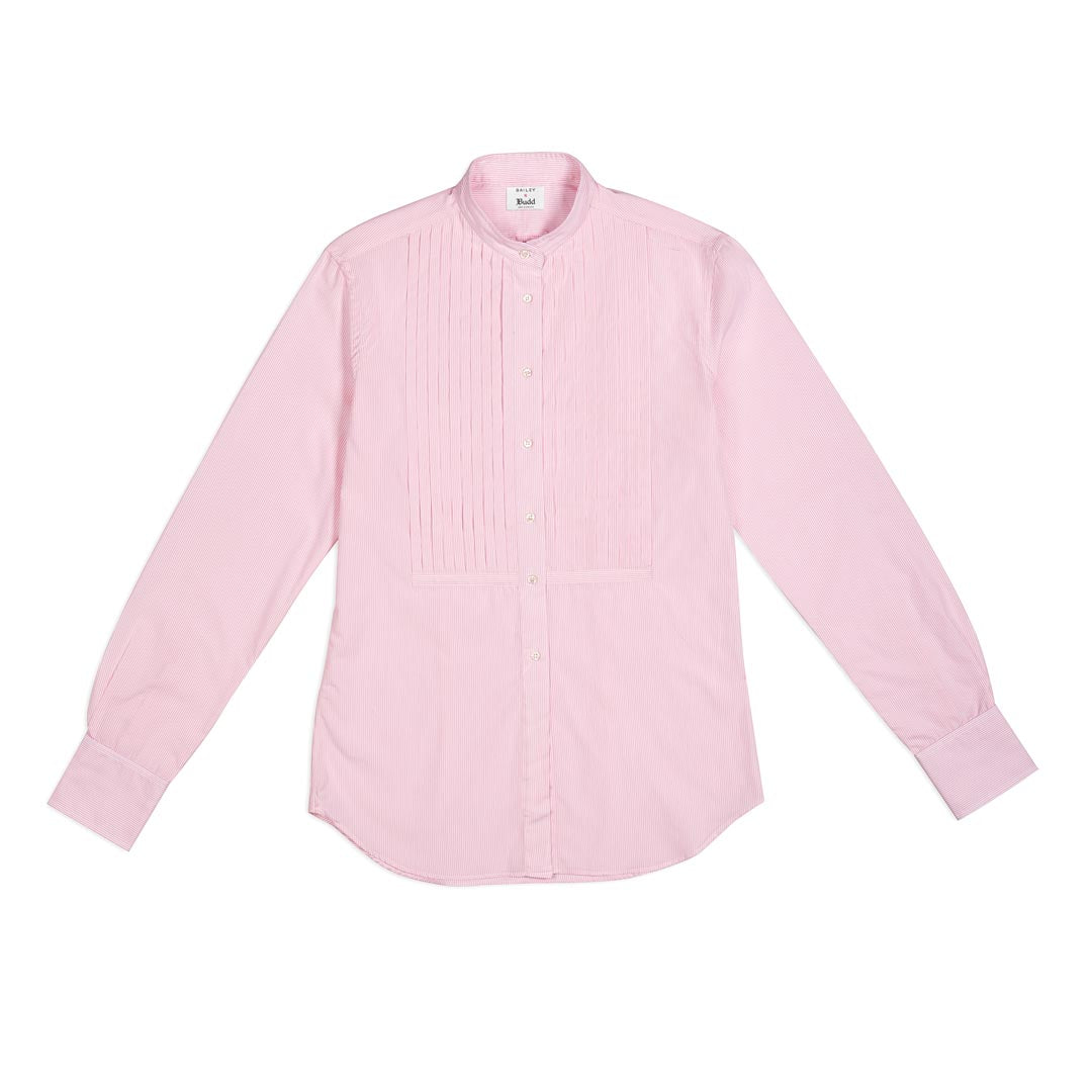 Frank Striped Cotton Pleated Shirt In Pink