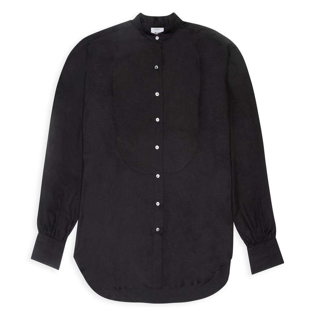 George Plain Silk Neck Band Dress Shirt In