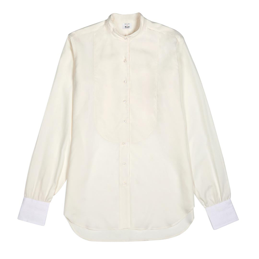 George Plain Silk Neck Band Dress Shirt In