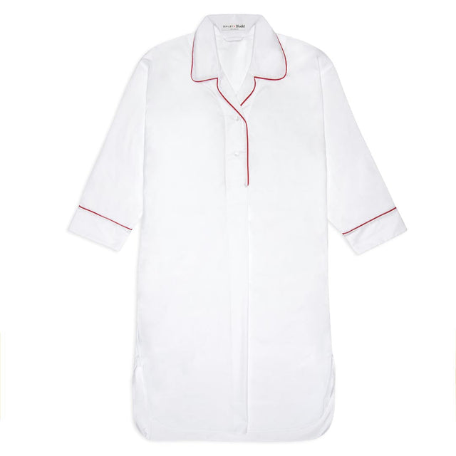 Kitty Plain Cotton Nightshirt in White
