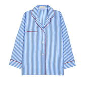Tommy Striped Poplin Pyjamas in Blue and White